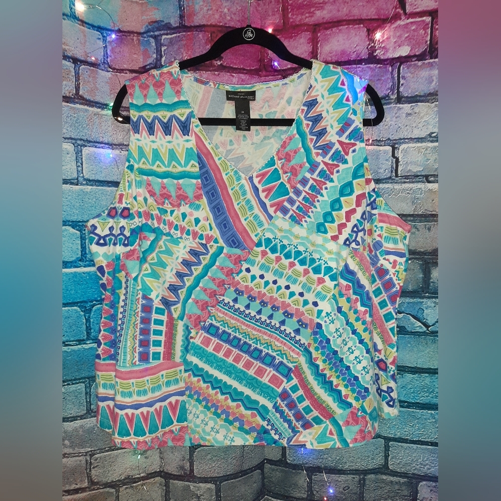 Alfred Dunner Colorful Geometric Women's Top 2X